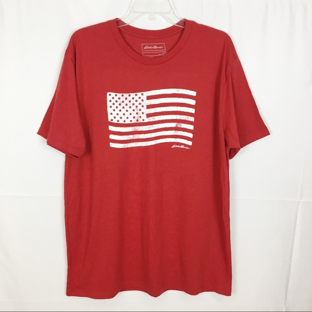 EDDIE BAUER Red/White Graphic Tee w/American Flag